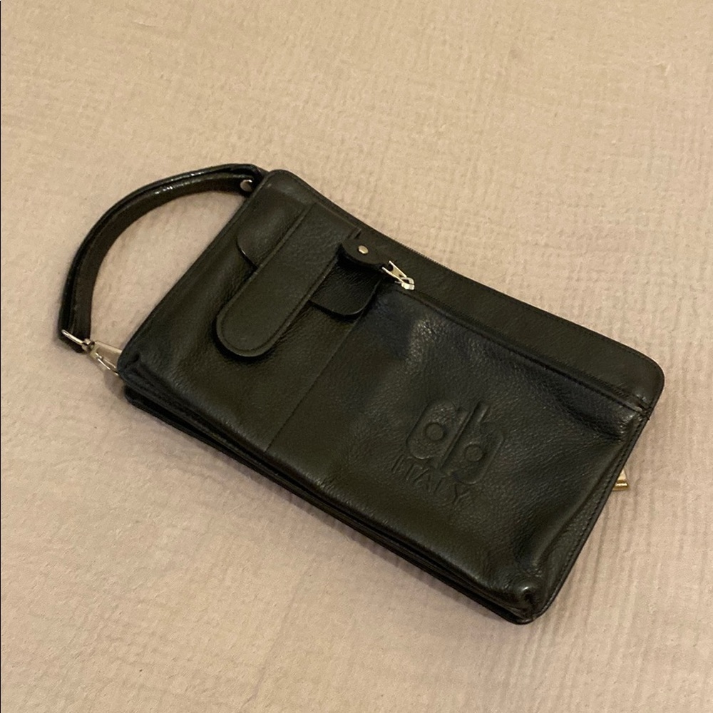ARNALDO BASSINI ITALY Black Leather Wristlet BAG